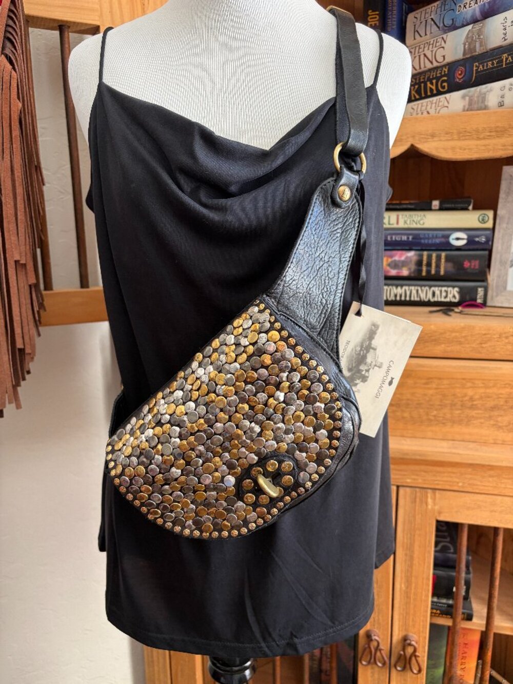 Campomaggi Chest/Waist Bag - Black With Studs